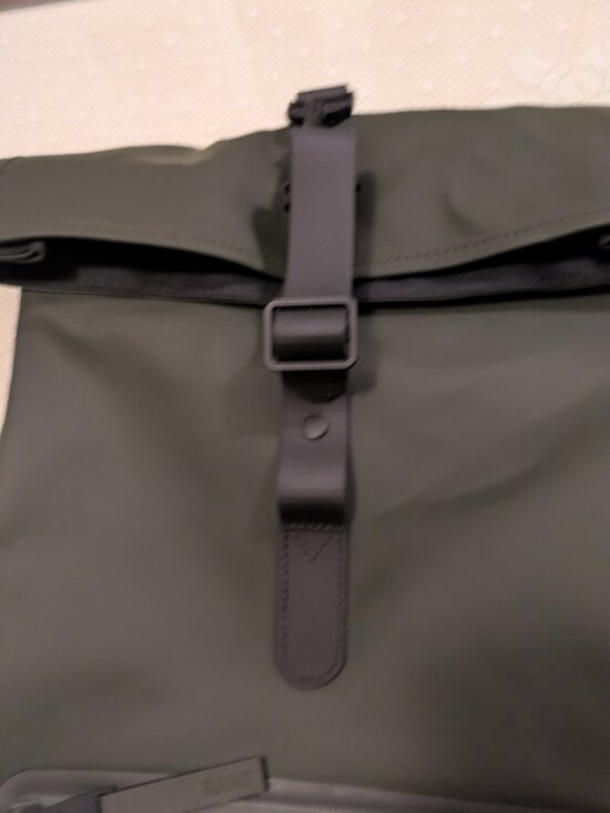 RAINS Rolltop Rucksack in Green/Gray